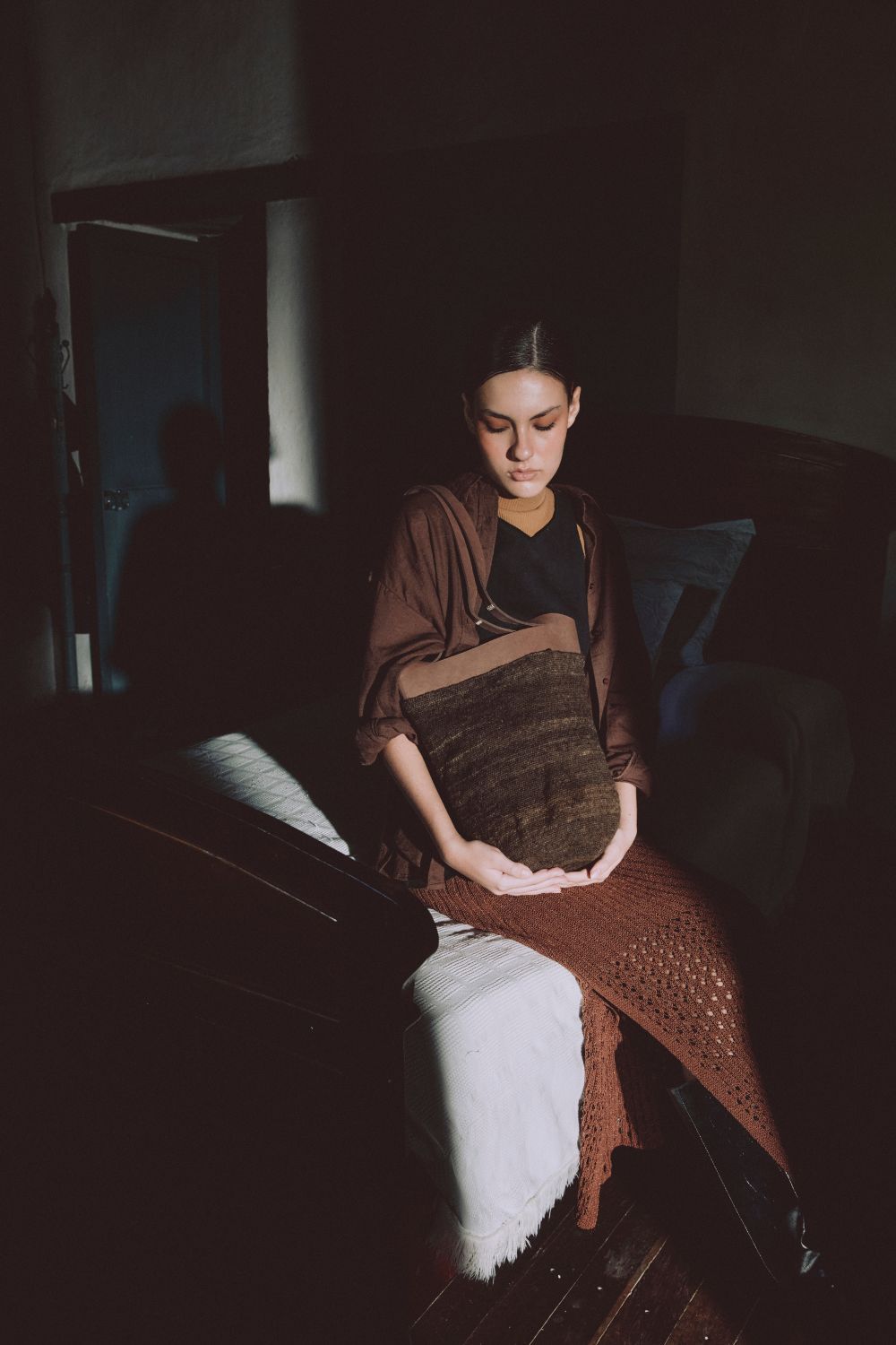 Aluna tote - Bolso de cuero y tejido arhuaco