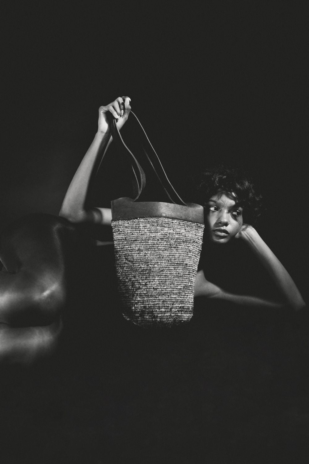 Aluna tote - Bolso de cuero y tejido arhuaco